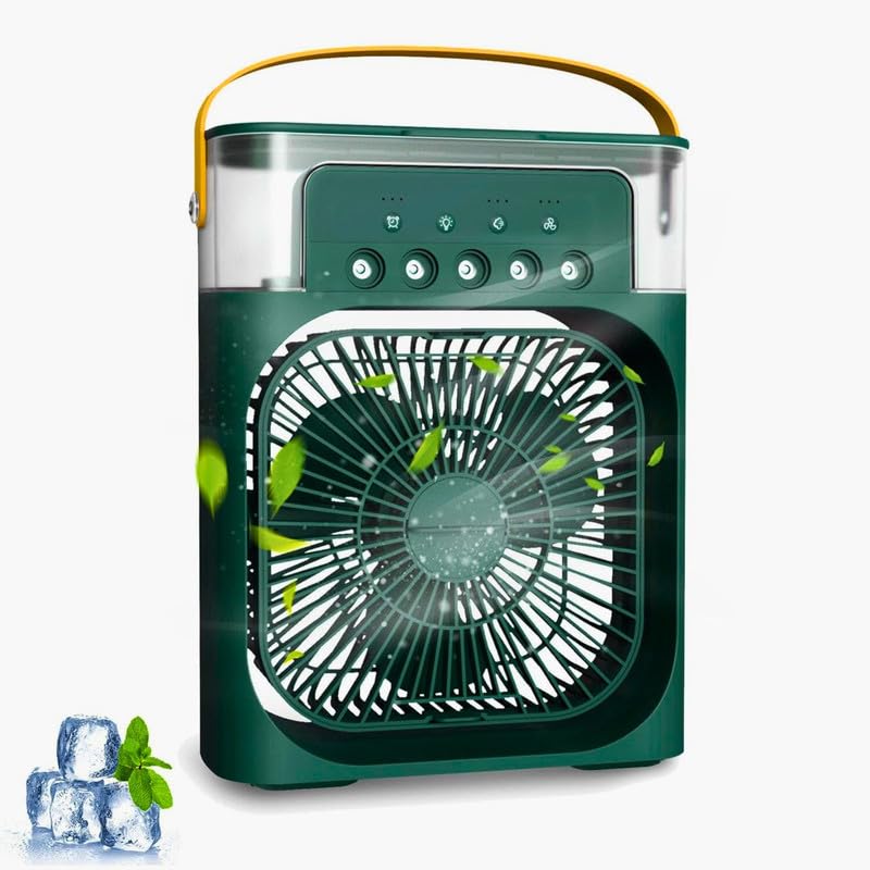 TRIDEO Portable Air Cooler Fan with 7-Color LED Lights, Mini Personal Air Conditioner with 3 Speeds, 3 Spray Modes, 1/2/3H Timer, USB Rechargeable for Home, Office & Travel – GREEN-image-22