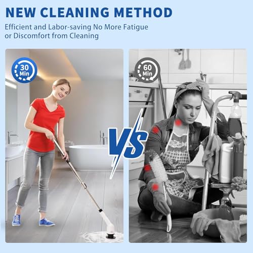 Image of 9 in 1 Cordless Electric Spin mop Floor Cleaning Machine Electric Spin Scrubber, Cleaning Brush, Shower Scrubber Power Cleaning Brush with Extension Handle, Bathtub Grout Tile