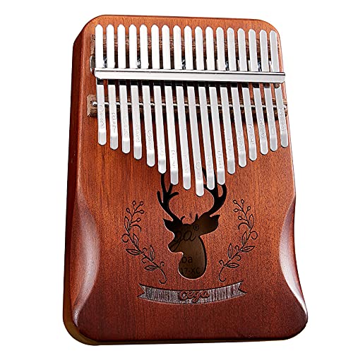 YXSH Piano De Pulgar Portátil 21 Teclas, Madera De Caoba Piano De Pulgar Piano De Dedo Kalimba Instrumento Musical De 17 Teclas con Martillo De Afinación para Adultos/Niños