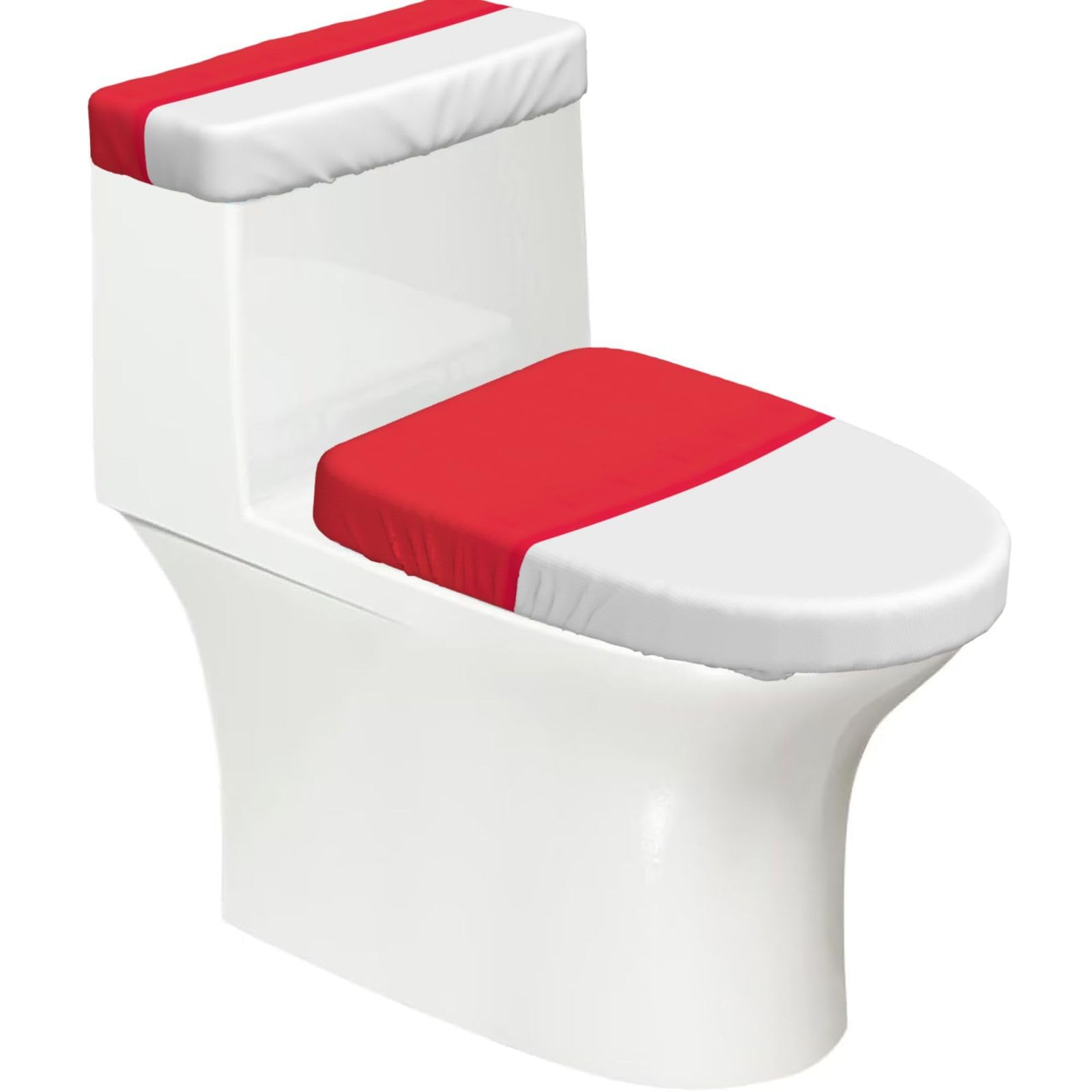 Indonesian Flag Print Bathroom Decor Toilet Lid Cover And Tank Covers, Restroom Accessories Fits Most Round
