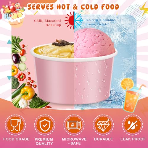 Image of Mimorou 60 Pcs 3 oz Paper Cups Disposable Ice Cream Cups Mini Paper Snack Bowls Bulk Small Frozen Yogurt Bowls for Kids Snack Mousse Pudding Candy Yogurt Craft Supplies Sunrises Bachelorette Party