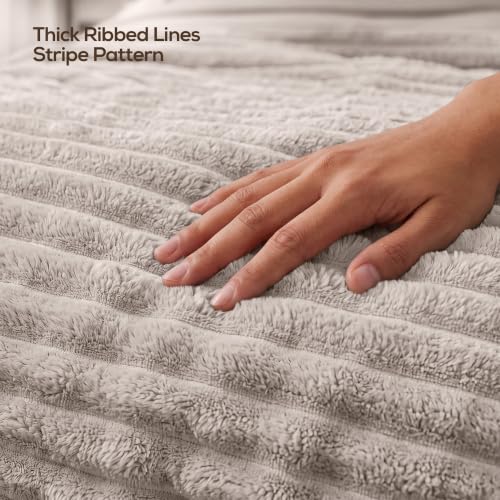 Utopia Bedding Streifen Kuscheldecke Flauschig [150 x 200 cm, Leinen] Weiche, leichte und warme Fleecedecke. Gemütliche und atmungsaktive… – Ansicht 6