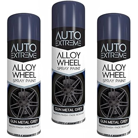 DNQ Heavy Duty Alloy Wheel Spray Paint 300ml - Premium Quality Smooth Finish & Fade Resistant Auto-Extreme Aerosol Can - Perfect Professional Cans For Cars & Bikes - (3, Gun Metal Grey) Cover