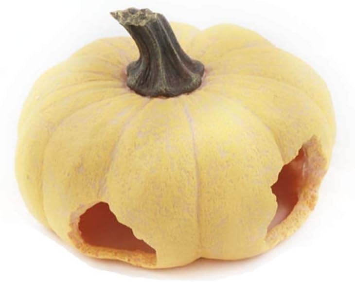 Pumpkin Hideout, Amphibian Aquarium Reptile Box Hideout - Habitat Corner Decor Lizard Snake Turtle Hideouts