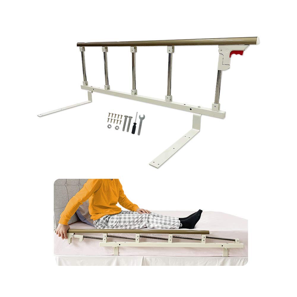 Photo 1 of NEAUDE Bed Rails for Elderly Adults Bed Rail Cane for Seniors Side Assist Bedrails Bedside Grab Bar Half Safety Guard Railing Fold Down Medical Adjustable Handle for King Queen Twin(47x14, 1PCS) Champagne