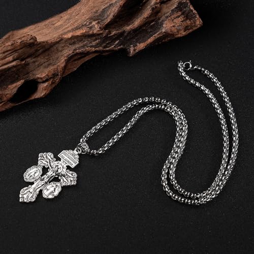 Pardon Crucifix Necklace with St Benedict and Milagrosa Medal,Cruz Del Perdon Catolica,Crucifijo Del Perdon,Rosarios Catolicos Regalos Cristianos Para Hombre y Mujer Mamá Papa Abuela Suegra Tía Gift4