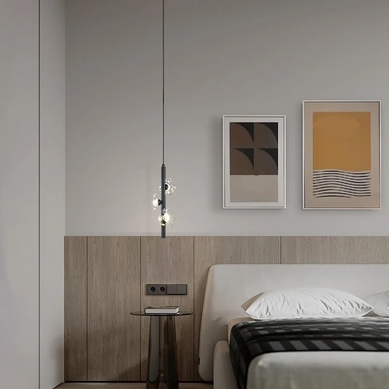 Chambre chevet nordique créatif lustre long à trois points noirs
