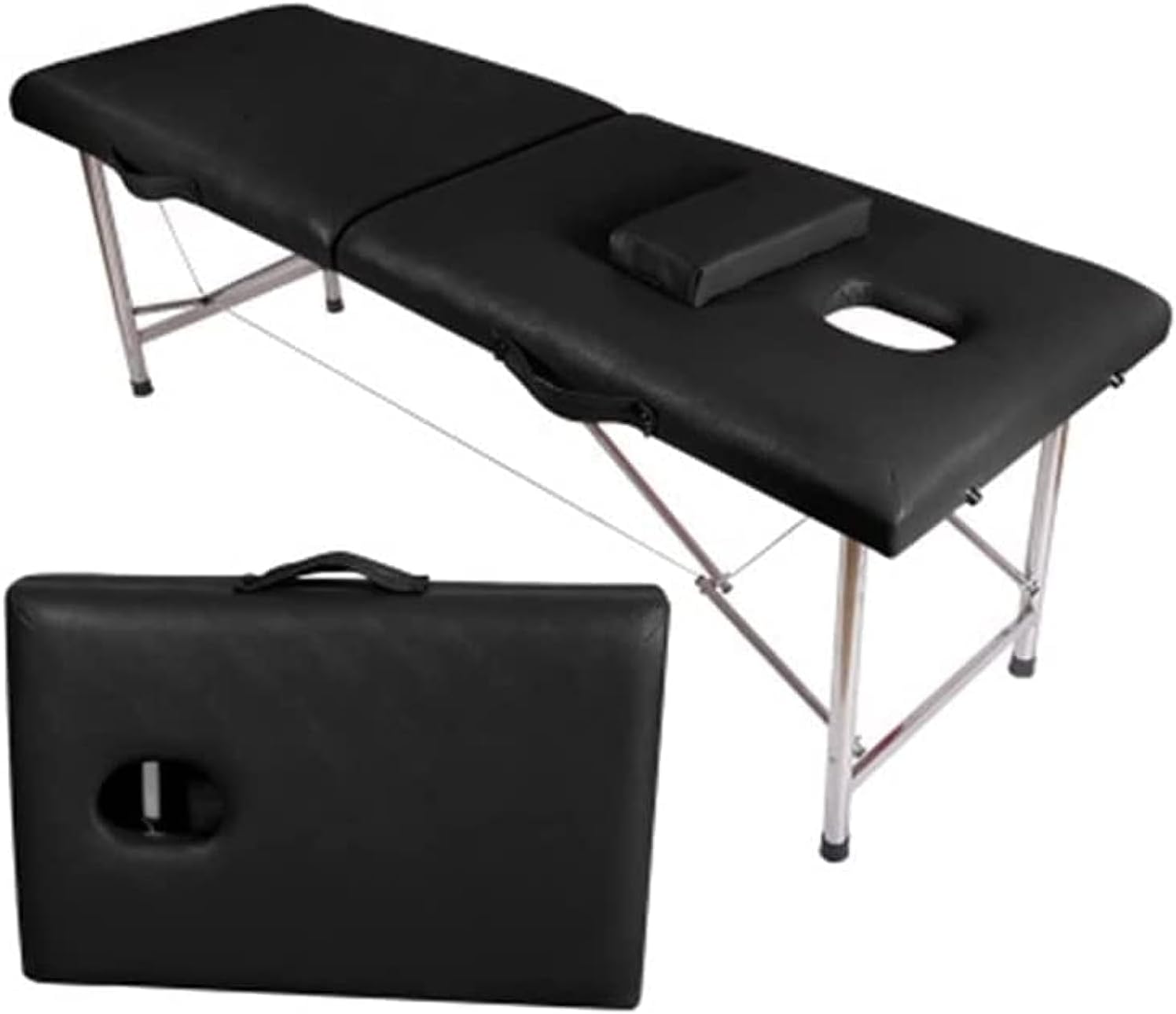 Massage Table,Lightweight Massage Bed Portable Folding Lash Bed,Aluminium Frame,2 Fold Professional Facial Salon Tattoo Massage Bed(B)