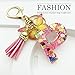 JINGUAZI Initial letter Keychains for Women Tassel Butterfly Pink Cute Car Keychain for Wallet Purses Backpack (Pink P)