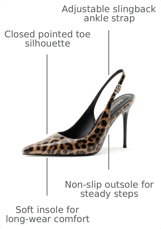 Image of Adrizzlein Slingback Heels for Women Stiletto High Heels Pumps