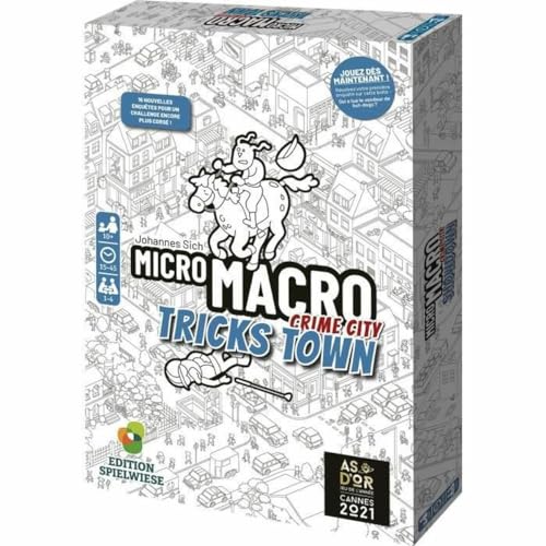 Micro Macro - Tricks Town - Gesellschaftsspiel - Ermittlungsspiel - Für die ganze Familie - 10 Jahre und älter - 1-4 Spieler - Französische Version - Beobachtung und Abzug - As Gold 2021 (Spiel des