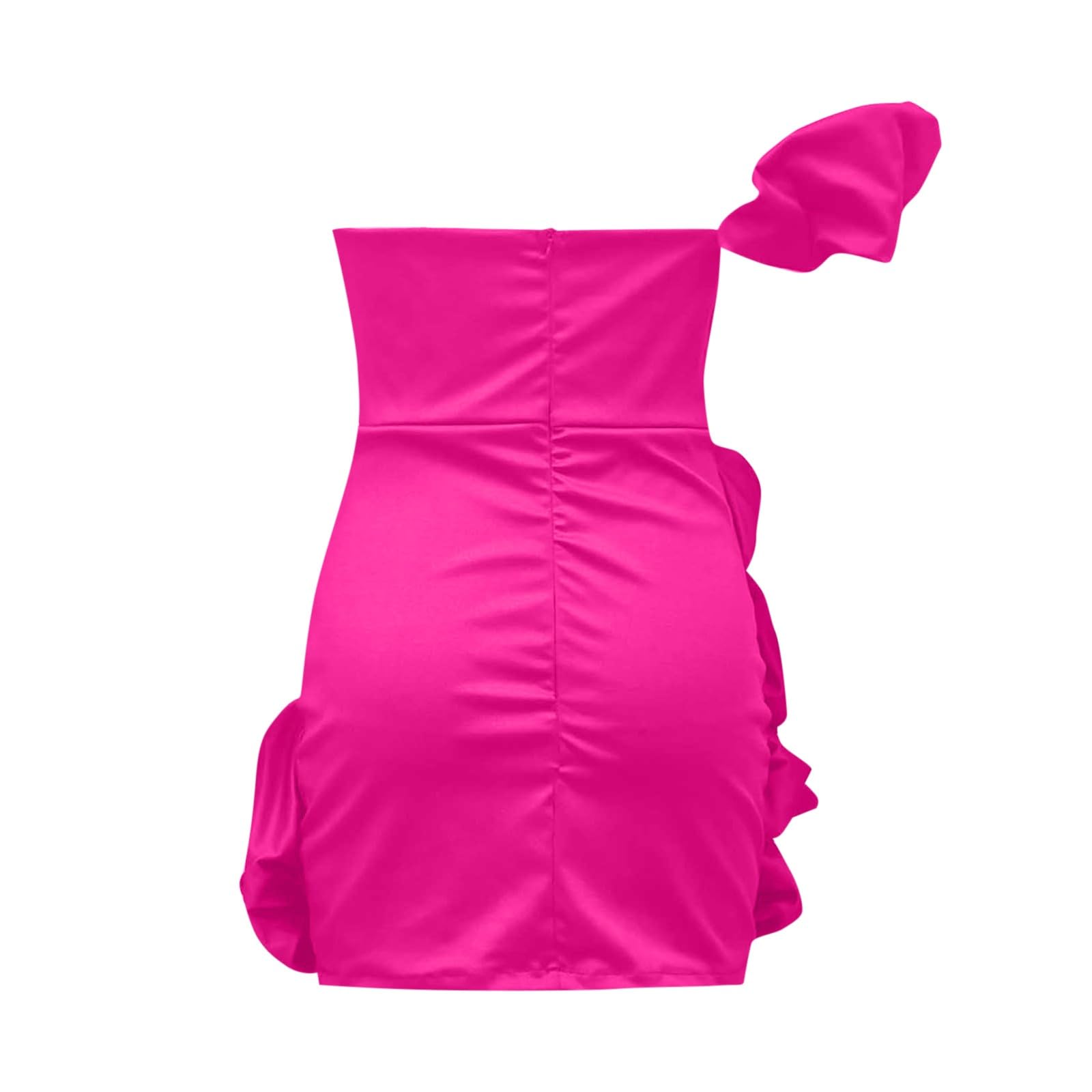 Générique Robe d'Été Femme Haute à Volants avec Épaules Dénudées et Jupe Courte Plissée pour Un Style Décontracté et Séduisant
