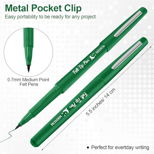 Image of Fuyoooo 36 Pcs Green Felt Tip Pens Bulk,Quick Dry, 0.7 mm Medium Point