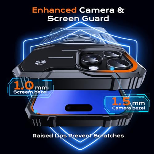 Image of Anqrp Heavy Duty Case for iPhone 16 Pro Case with Enhanced Ring Holder Grip Stand, Military Grade Shockproof Rugged Drop Protective Silicone Hard Slim iPhone 16 Pro Phone Case Cover, Matte Black
