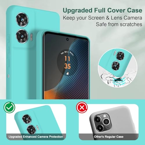 Image of DIZORO Microfiber Candy Case for Motorola Edge 50 Fusion Smooth Touch Cushion Liquid Soft Silicone Gel Rubber Phone Cases Non-Slip Full Body Protective Shockproof Back Cover New Mint