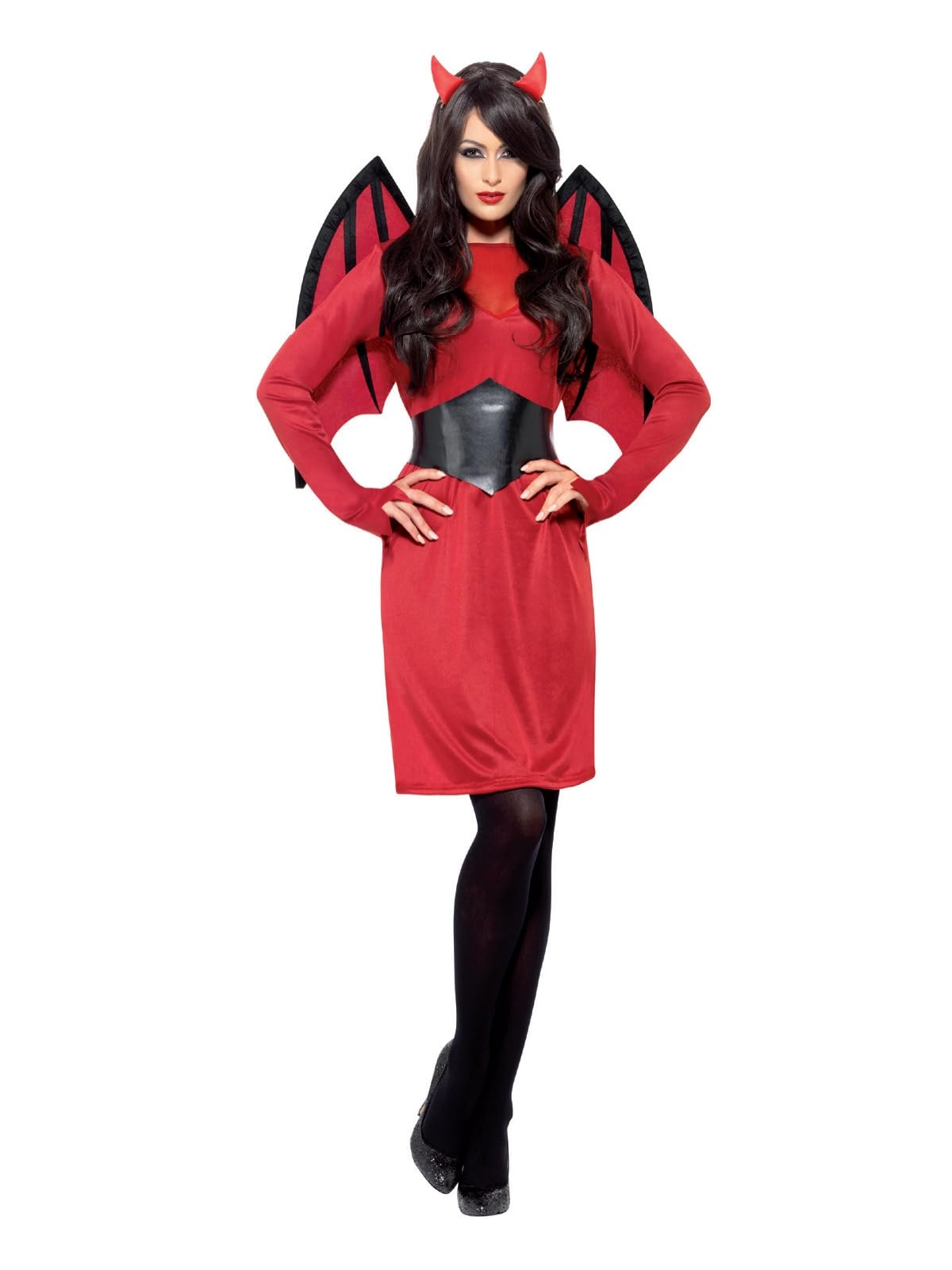 Costume Diablesse Smiffys – Robe, Ailes, Ceinture, Cornes | Taille S/M | Déguisement Halloween