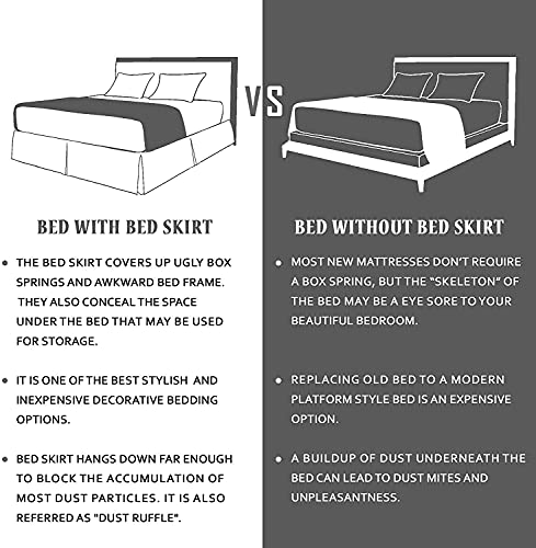 Whitecottonworld Queen Size Bed Skirt 600 Tc Egyptian Cotton 21 Inch Drop Easy Fit - Bed Skirt For Queen 60X80 Inch Beds - Center & Corner Pleats, Silver Gray #TOP4