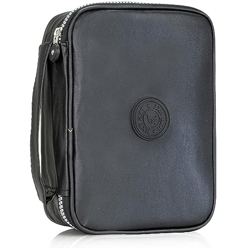 Estojo Escolar Feminino Masculino Grande Box Ziper Resistente Escolar Papelaria Fofa Infantil Unissex Com Organizador De Lápis Canetas Marcadores Lapiseiras Borrachas Apontadores (Preto Metálico)