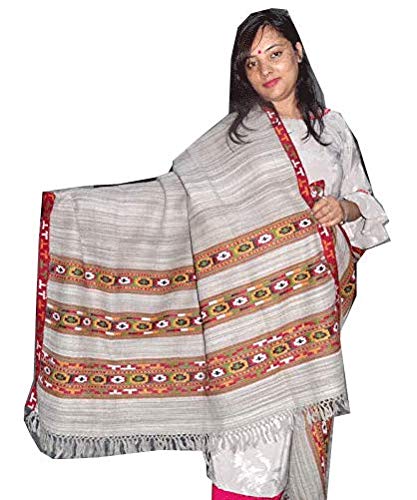 aruna kullu handloom PURE YAK WOOL ANGORA TRIPLE BORDER KULLU SHAWL-picture-46