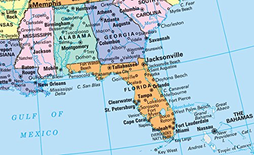 Cool Owl Maps United States Wall Map Political Usa Color Poster 32"X24" - Large Type Rolled Paper #TOP1