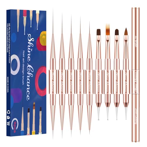 9Pcs Nail Art Brushes Set, Professional Double-Ended Acrylic Line...