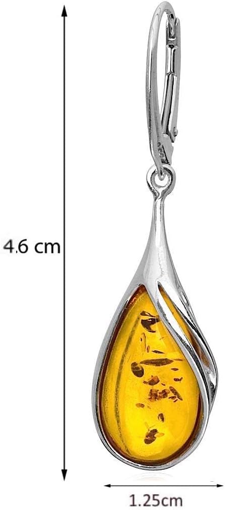 Ian and Valeri Co. Amber Sterling Silver Leverback Large Drop Earrings