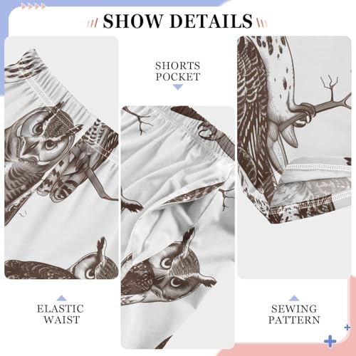 Owl on The Tree Boys Long Pants Soft Trousers Elastic Waist Kids Lounge Bottoms with Pockets S-XL4