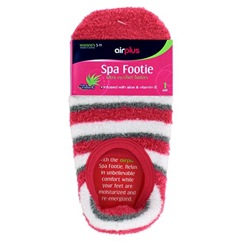 Airplus Spa Aloe and Vitamin E Infused Moisturizing Footie Socks for Women, 1-Pair, Colors May Vary