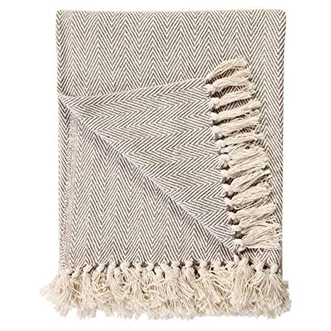 EHC Natural Cotton Herringbone Sofa Throw Cover