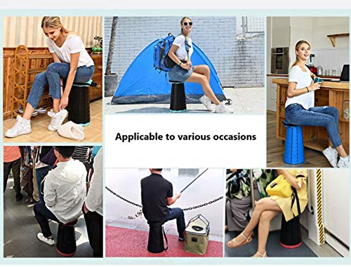 Jc Wang Folding Camping Stool, Portable Collapsible Retractable Telescopic Folding Stools Height Adjustable (Black) #TOP4