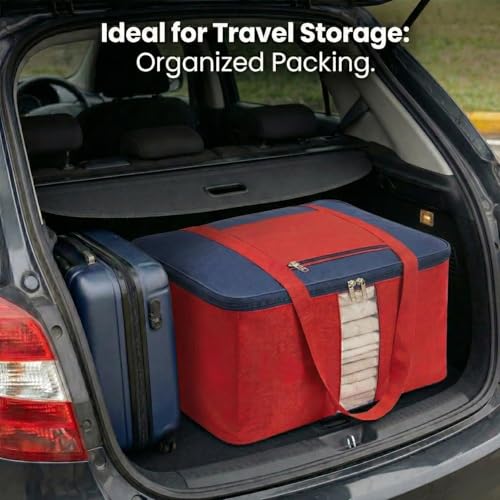 Image of EASY HOME 70 litre Storage Bags for Clothes Large | Cloth Storage Organizer with Zip Closure | Wardrobe Bag for Sarees & Blankets | Moisture Proof Nylon Cover Bag (Pack of 1)
