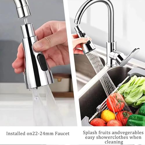 Image of Acetap 3 Mode Flexible Tap Extender for Kitchen Sink - 360 Rotating Faucet Attachment, Splash-Proof, Water-Saving, Easy Installation, Universal Fit Nozzle for Washing, Cleaning & Filling