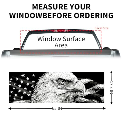 Image of Back Window Decals for Trucks - 65x17.3 in Eagle Flag Window Decal Rear Window Decals for Truck Decor, Creative Truck Rear Window Decal for Personalized Decoration - Eagle-34-S