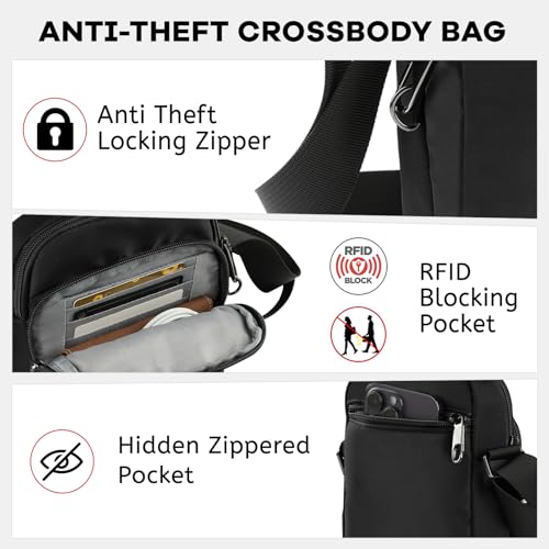 Small Crossbody Bags for Women Men RFID Blocking Anti-theft Crossbody Purse with Locking Zippers Sling Bag for Travel2