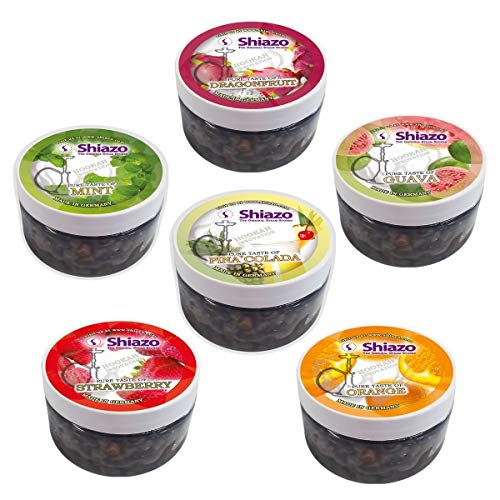 MERITON Piedras de vapor de Shiazo Paquete mixto de piedras de Steam de Shisha, 6 variedades de gránulos de piedra de tubería de agua Sustituto de tabaco sin nicotina