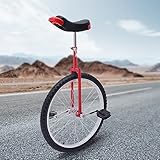 NATICRISI 24' Wheel Unicycle with Alloy Rim,Wheel Outdoor Unicycle Adjustable Seat Exercise Bicycle Unicycle Outdoor Sports Fitness Exercise Red