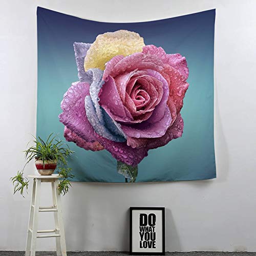 Toile imprimé mode multicolore en grand format 200x150cm motif fleur rose chic