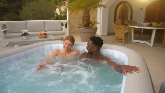 Bild 6 - Bestway® Lay-Z-SPA® Energiespar-Whirlpool Cabo HydroJet™ mit App-Steuerung, für 6 Personen 180 x 180 x 71 cm, Kreuzgeflecht-Optik (Eichengrau)