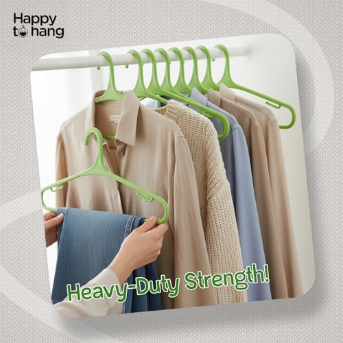Image of Happy To Hang Teeser Plastic Cloth Hangers | Stylish Italian Design | Hanger Set for Clothes, Tees, Shirts, Sarees & Wardrobe Storage | Almirah Hanger | Pack of 6 (Yellow & Green)