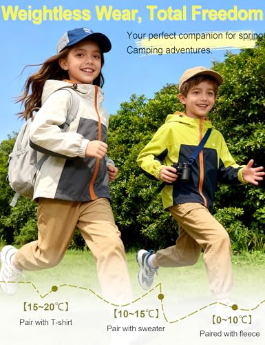 Image of Venzina Kids' Adventure-Ready Windproof Jacket Thermal-Insulated & Water-ResistantFixed Hood for Hiking, Camping, School