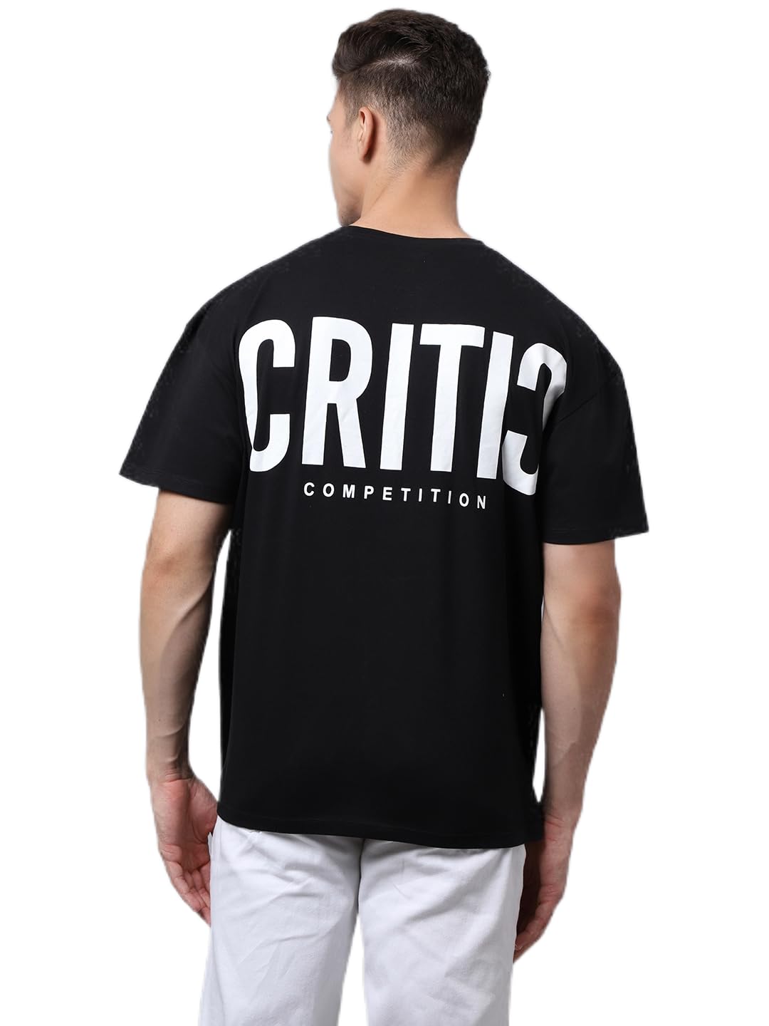 door74 Men Black Critic Printed Pure Cotton Oversized T-Shirt-picture-28
