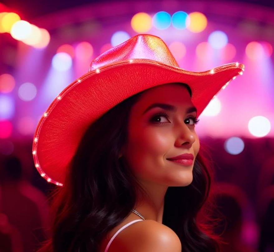 Sombrero vaquero unisex con luces LED para fiesta miniatura 5