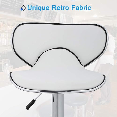 Miniatura 6 de Taburetes de bar, taburetes de mostrador, taburete giratorio de altura ajustable con respaldo de piel sintética duradera, silla de comedor alta