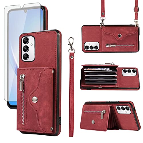 Accessoire Samsung A34 5G étui portefeuille porte-carte protection rouge mobile