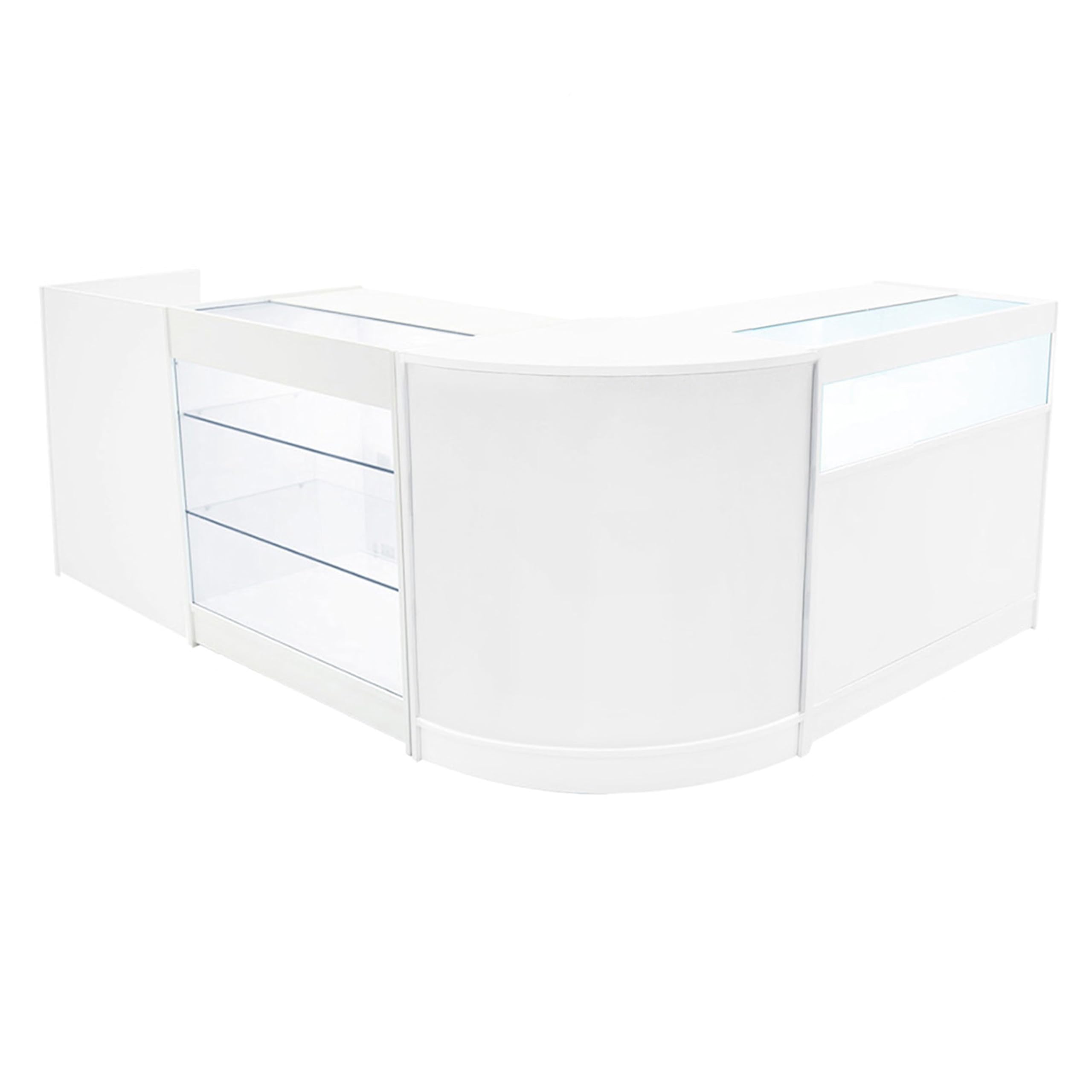 Set Banconi Bianco con LED Polaris K900 B900 CM60 TB60 - Vetrina con Serratura, Ante Scorrevoli, Chiavi, Mobile Cassa, Espositori Illuminati in Vetro per Gioielli, Angolo Negozio, Abbigliamento