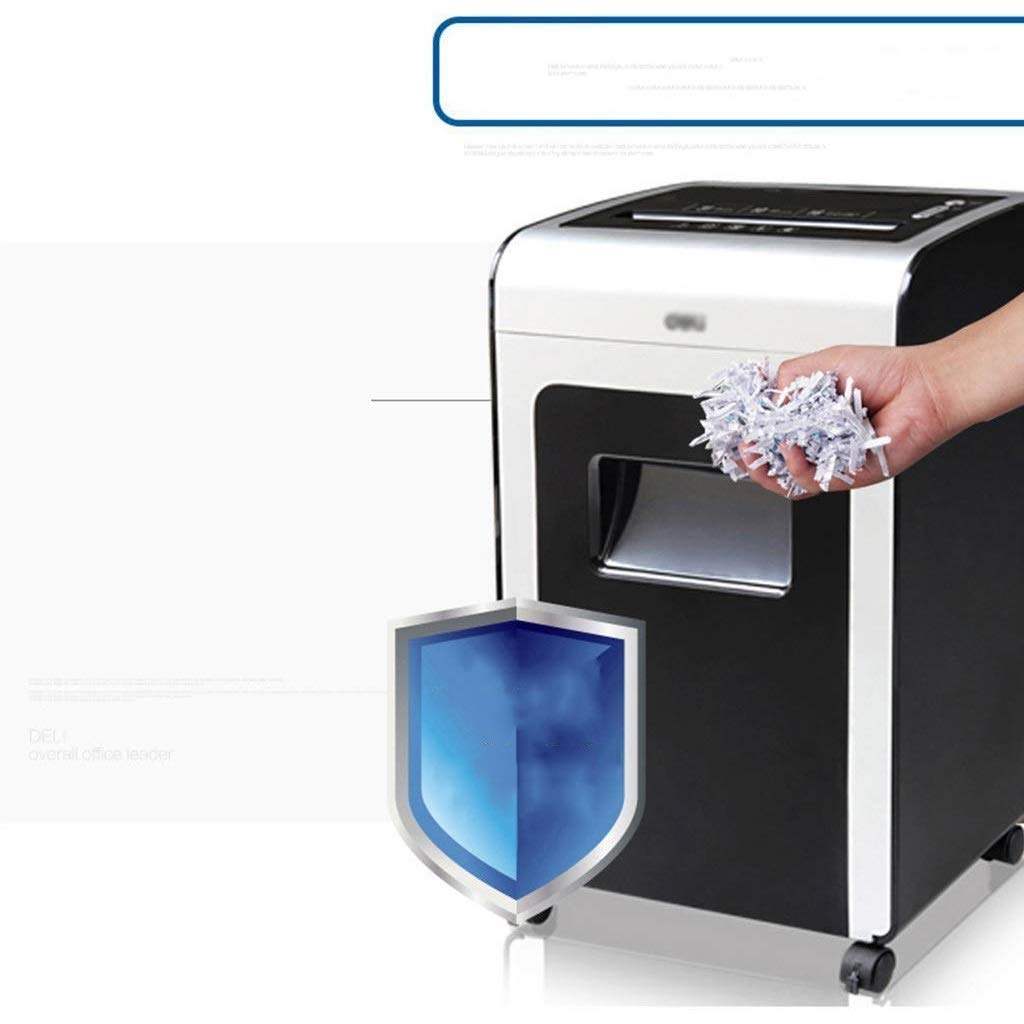 Negro-Shredder for Trabajo Pesado de Papel con Cortes transversales, CD, Tarjeta de crédito Shredder con arrancamiento Basket y 4 Ruedas