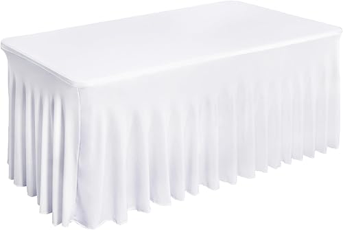 Fixwal Falda de mesa, faldas de mesa para mesas rectangulares de 6 pies, manteles para mesas de 6 pies, falda de mesa de tul, fundas de mesa de