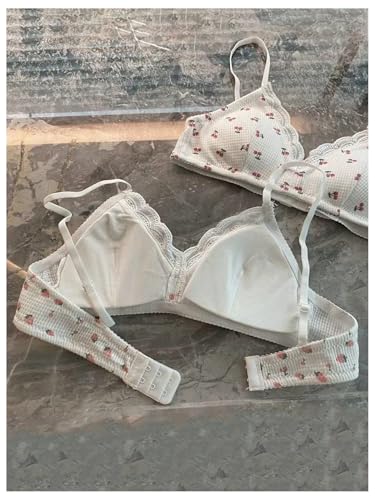 SweatyRocks Girl's 2 Pack Cherry Print Lace Bra Wireless Cute Everyday Bralette2