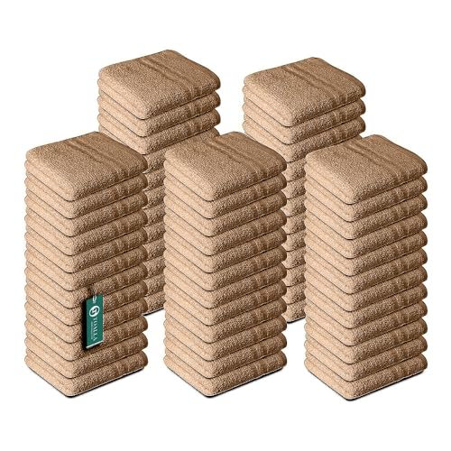 La Mejor Recopilación de Toallitas de mano más recomendados. 44 TOALLA - Toallitas de 100 % algodón, paquete de 60 unidades, 700 g/m², toallas suaves para la cara y el cuerpo, altamente absorbentes, 12 x 12 pulgadas, café