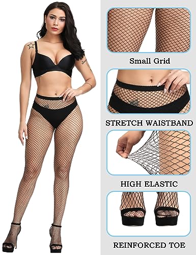 Fishnet Stockings For Women With Stretch Waistband,Fishnets With Reinforced Toes, Fishnet Tights With High Elastic2